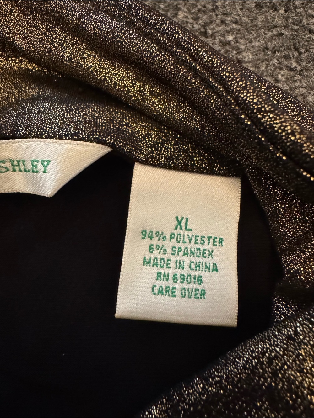Laura Ashley Metallic Shimmer Gold Mock Neck Shell Top Size XL - Picture 7 of 8